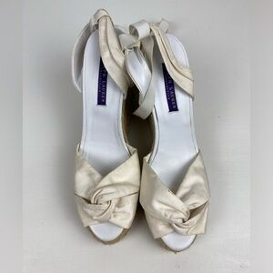 Ralph Lauren Purple Label Women’s Espadrille Wedge Strappy‎ Ankle Ties Sz 8 1/2B